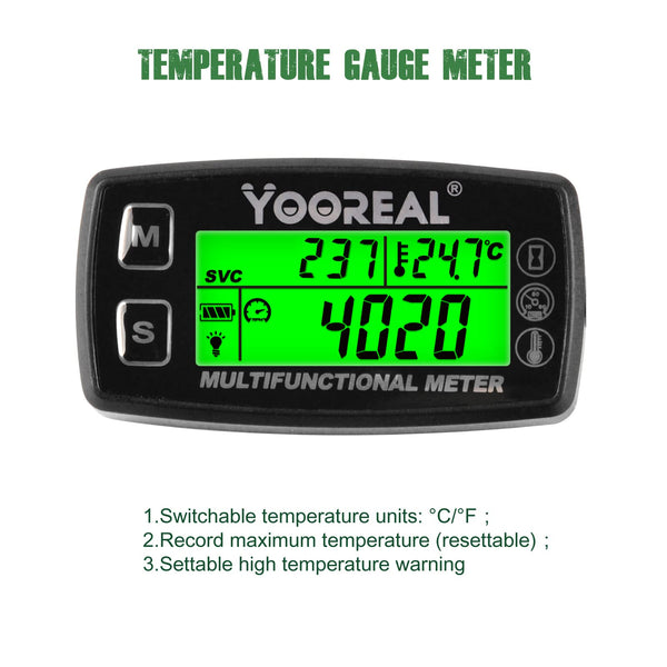 Yooreal Engine Temperature Gauge,TEMP Meter,User Shutdown Tachometer for Scooter Snowmobile Mini Bike Motorcycle Lawn Mower Generator Dump Truck