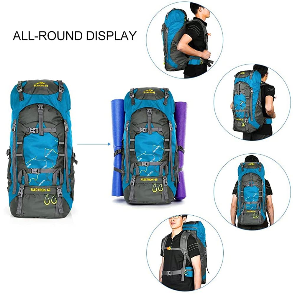 NACATIN Hiking Backpack, 60L Large Rucksack for Men Women, Tear and Water-resistant Ideal for Camping Trekking Travel Outdoor