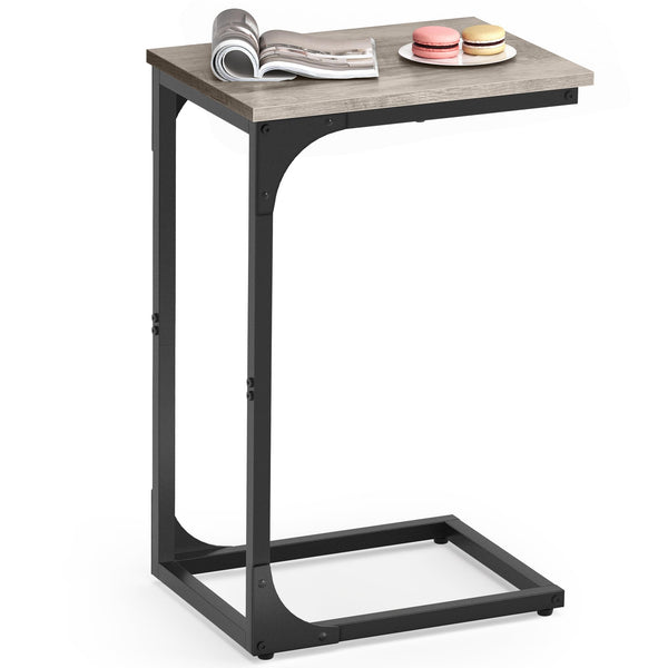VASAGLE C-Shaped Side Table, Bedside Table, Sofa Side Table, Coffee Table, with Metal Frame, Industrial, for Living Room, Bedroom, Rustic Brown and Black LET350B01