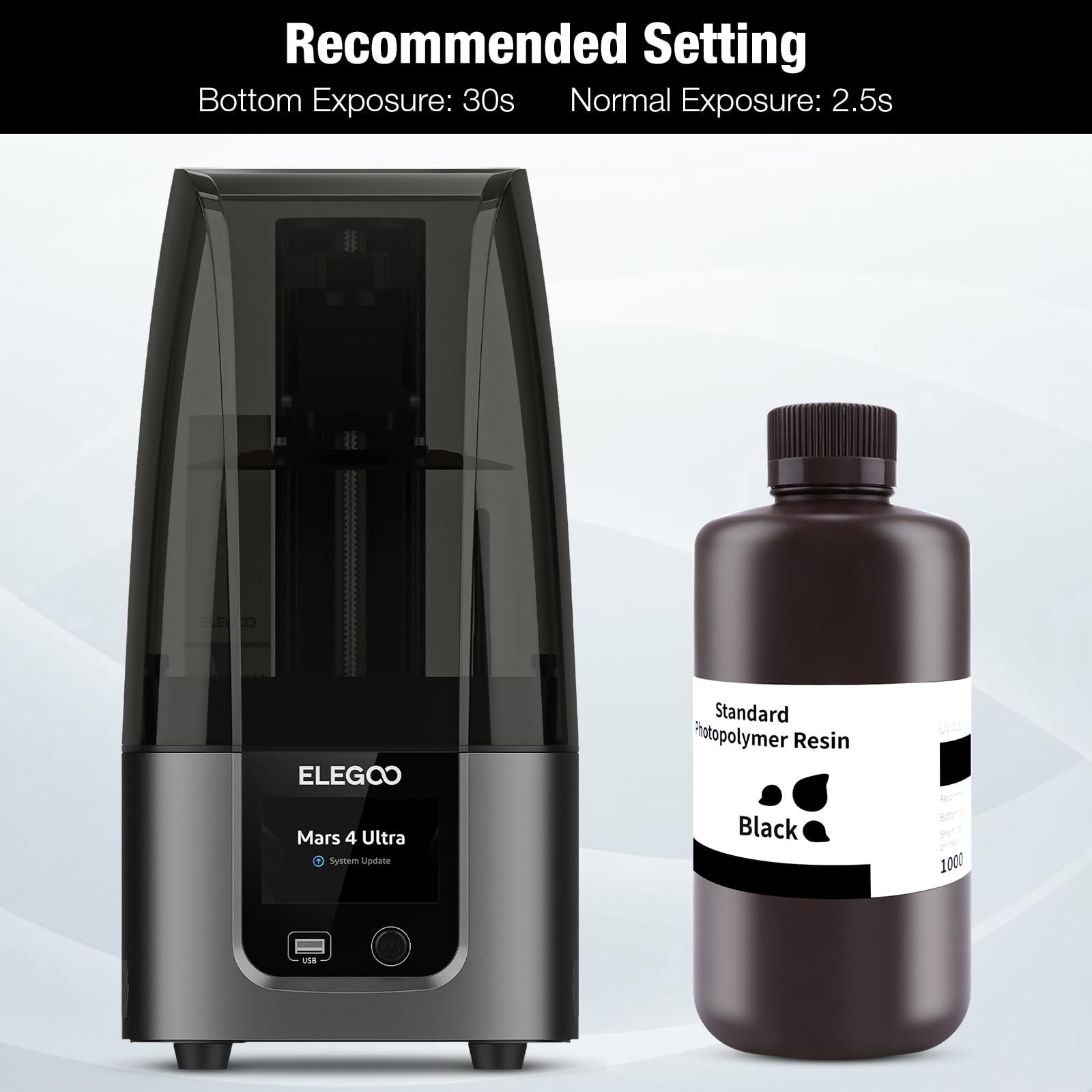 ELEGOO 8K 3D Printer Resin, Standard Photopolymer Resin 405nm UV-Curing Resin, Best for 8K/9K/12K/14K/16K LCD 3D Printer Space Grey 1000G