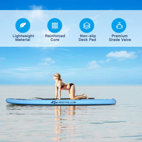 COSTWAY 9.7FT/11FT Inflatable Stand Up Paddle Board, 16cm Thick SUP with Accessories, Carry Bag, Adjustable Paddle, Hand Pump, Bottom Fin, Ankle Leash, Non-Slip Deck, for All Levels