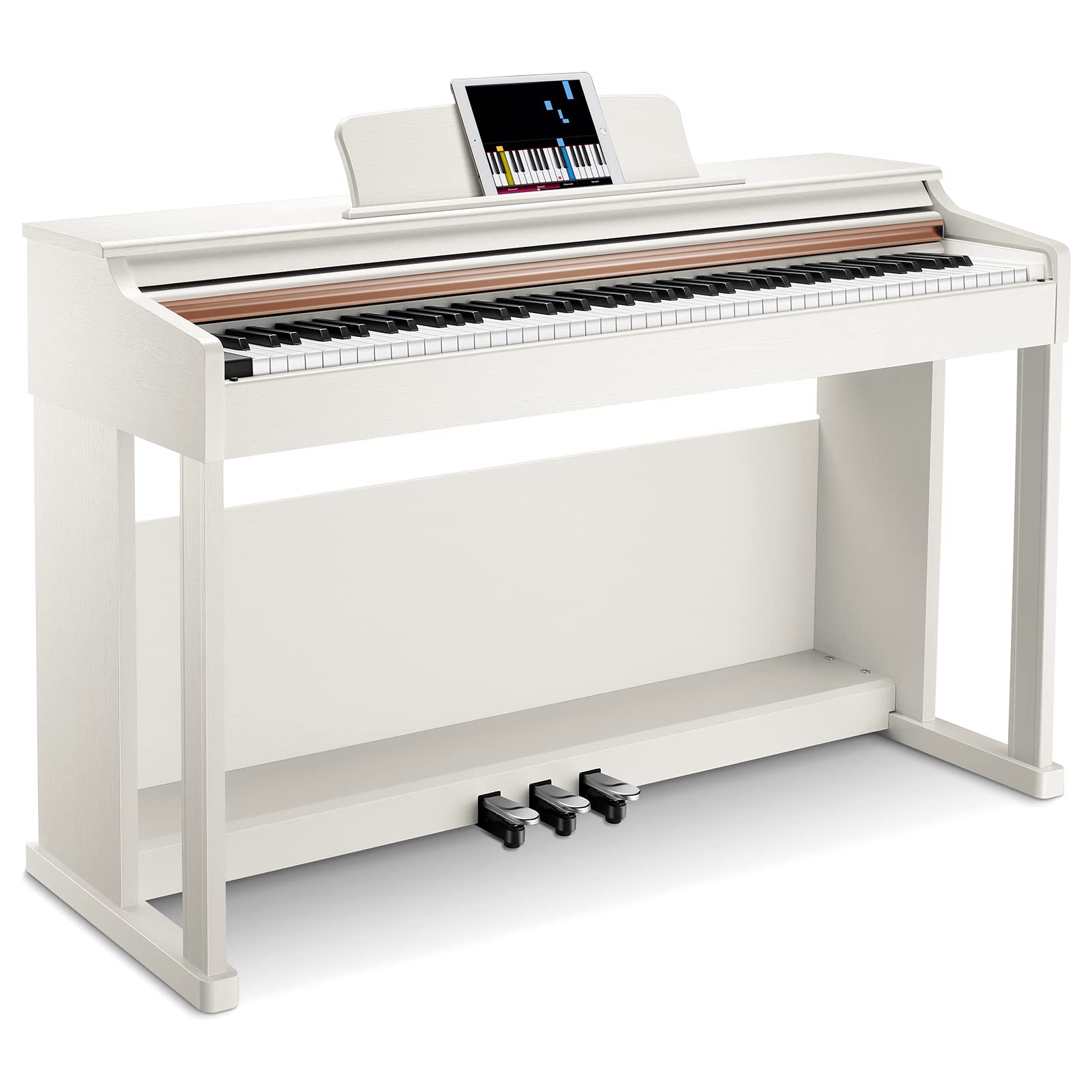 Donner Digital Piano 88 Key Weighted DDP-100 88-Key Weighted Action Digital Piano, Beginner keyboard piano Bundle with Furniture Stand, Power Adapter, White