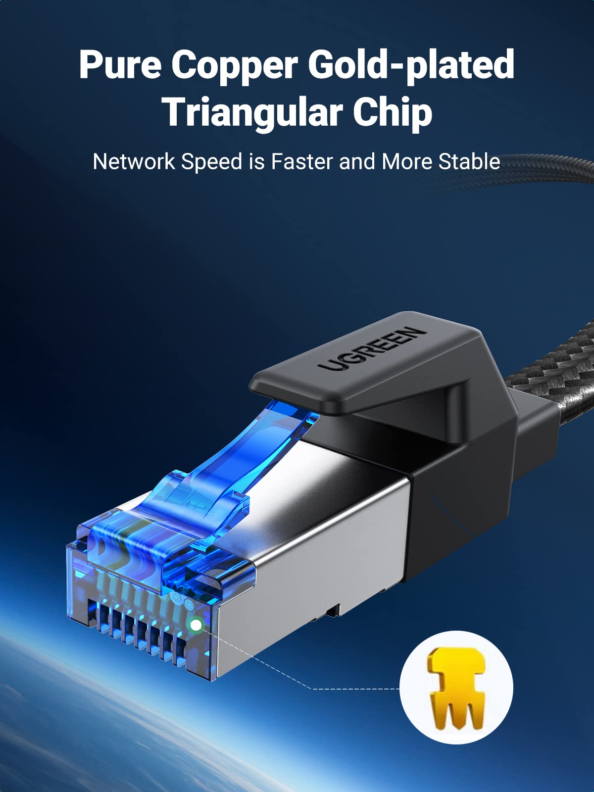 UGREEN Ethernet Cable 5M, Cat 8 Internet Cable Flat High-Speed 40Gbps 2000Mhz Network Cable, Gigabit Braided RJ45 LAN Cable Patch Cord Compatible for PC/Laptop, PS5, Xbox, Modem, Router, Switch, TV