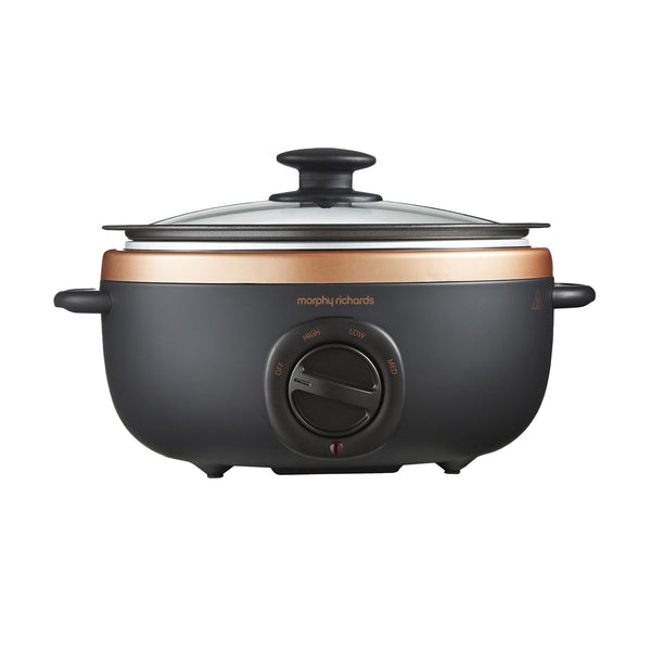 Morphy Richards 460016 Sear and Stew Slow Cooker, Glass, 163 W, 3.5 liters, Black & Rose Gold