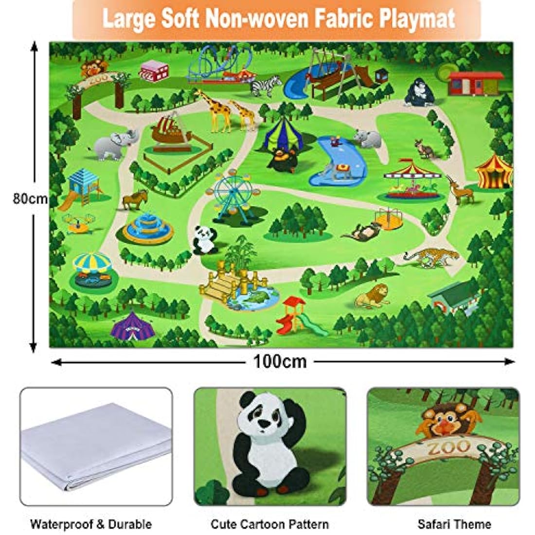 INNOCHEER Safari Animals Figures Toys, Realistic Wild Zoo Animals Figurines with Play Mat, Large Jungle Animals Playset with Elephant, Giraffe, Lion, Tiger, Gorilla Panda...for Kids Toddlers, Gift Set