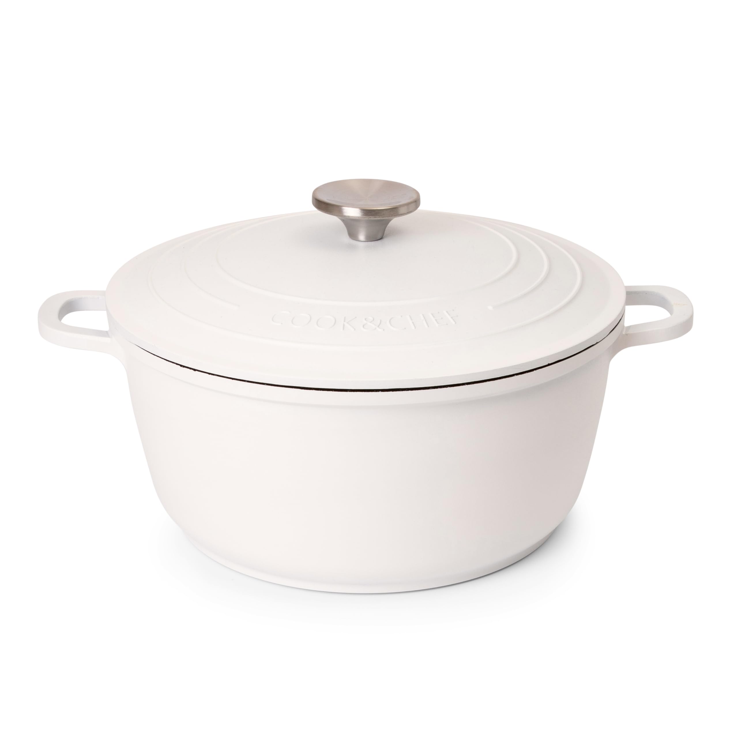 Casserole Dishes with Lid Oven Proof  Non Stick Deep Dutch Oven  Induction Cooking Pot  Oven Safe Aluminium Stockpot  4L, 24cm, Cream  by Nuovva