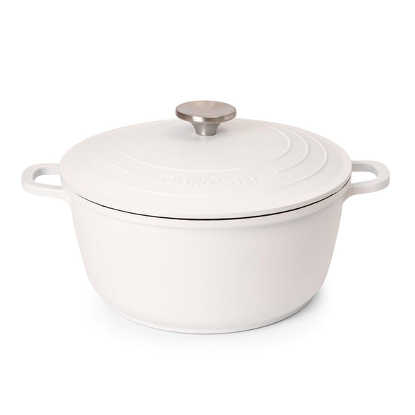 Casserole Dishes with Lid Oven Proof  Non Stick Deep Dutch Oven  Induction Cooking Pot  Oven Safe Aluminium Stockpot  4L, 24cm, Cream  by Nuovva