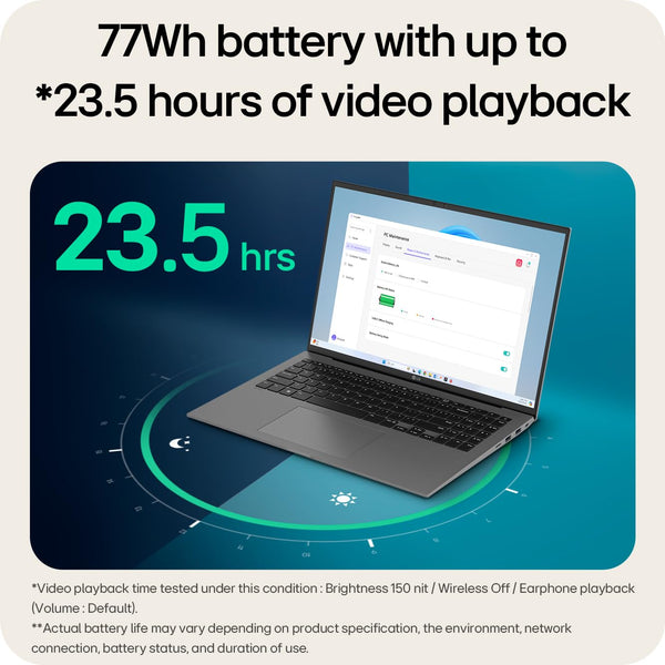 LG gram 16Z90TL - 16 Inch 2.5K IPS Ultra-Lightweight Laptop, Intel Core Ultra 7 256V 47TOPS NPU - EVO Edition, 16GB RAM, 1TB SSD, Windows 11 Home, gram Hybrid AI, Copilot+ PC, Black (2025)