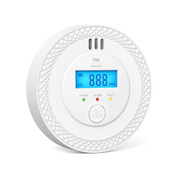 MEEHHEY Carbon Monoxide Detector, Carbon Monoxide Alarm, CO Alarm with Digital Display and Test Button, CO Detector Monitor with Replaceable Battery, Ten Years Alarm Sensor Life, AA Battery Powered