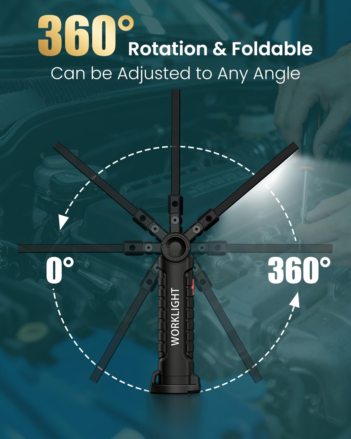 Coquimbo Work Light Christmas Stocking Fillers Gifts for Men Him, LED Torch Rechargeable Inspection Lamp Mechanic Emergency BBQ Light 360° Rotate with Magnetic Base and Hook (2 Pack, Black)