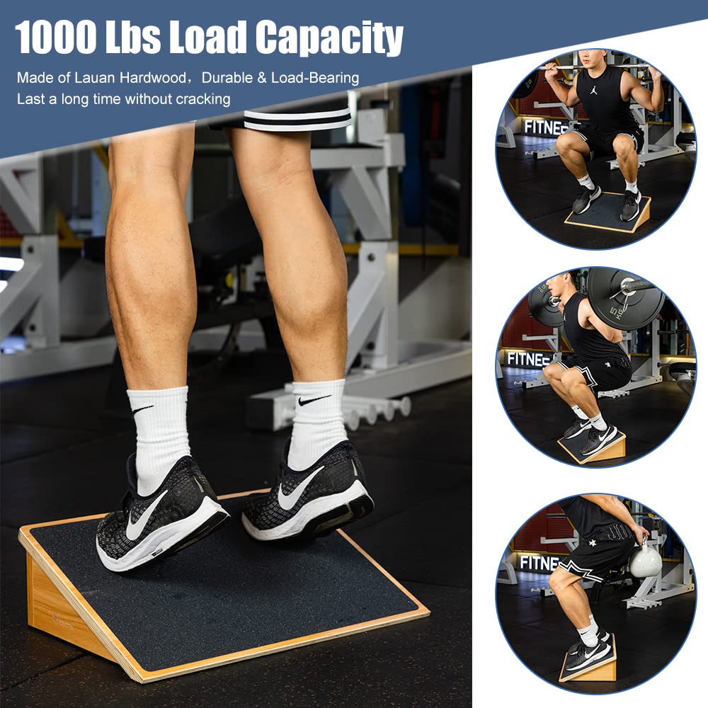 StrongTek Slant Board for Knees Over Toes, Training Incline Board for Squats, 1000 Lbs Weight Capacity, Wooden Incline Boards with Non-Slip Surface