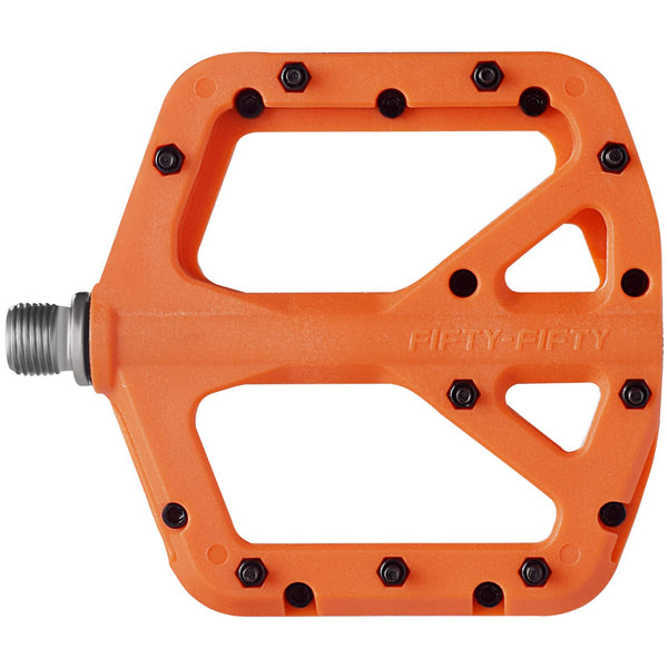 FIFTY-FIFTY Mountain Bike Pedals, Non-Slip MTB Nylon Composite, 9/16" Bicycle Pedals, Lightweight and Wide Flat Platform (Orange)