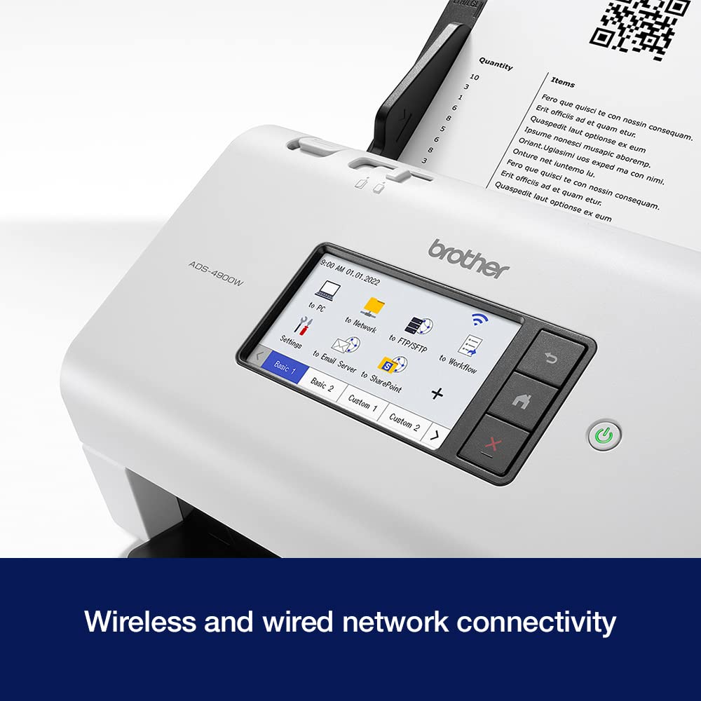 Brother ADS-4300N Desktop Document Scanner |SuperSpeed USB 3.0 |Double-sided |Advanced Image Capture, UK Plug