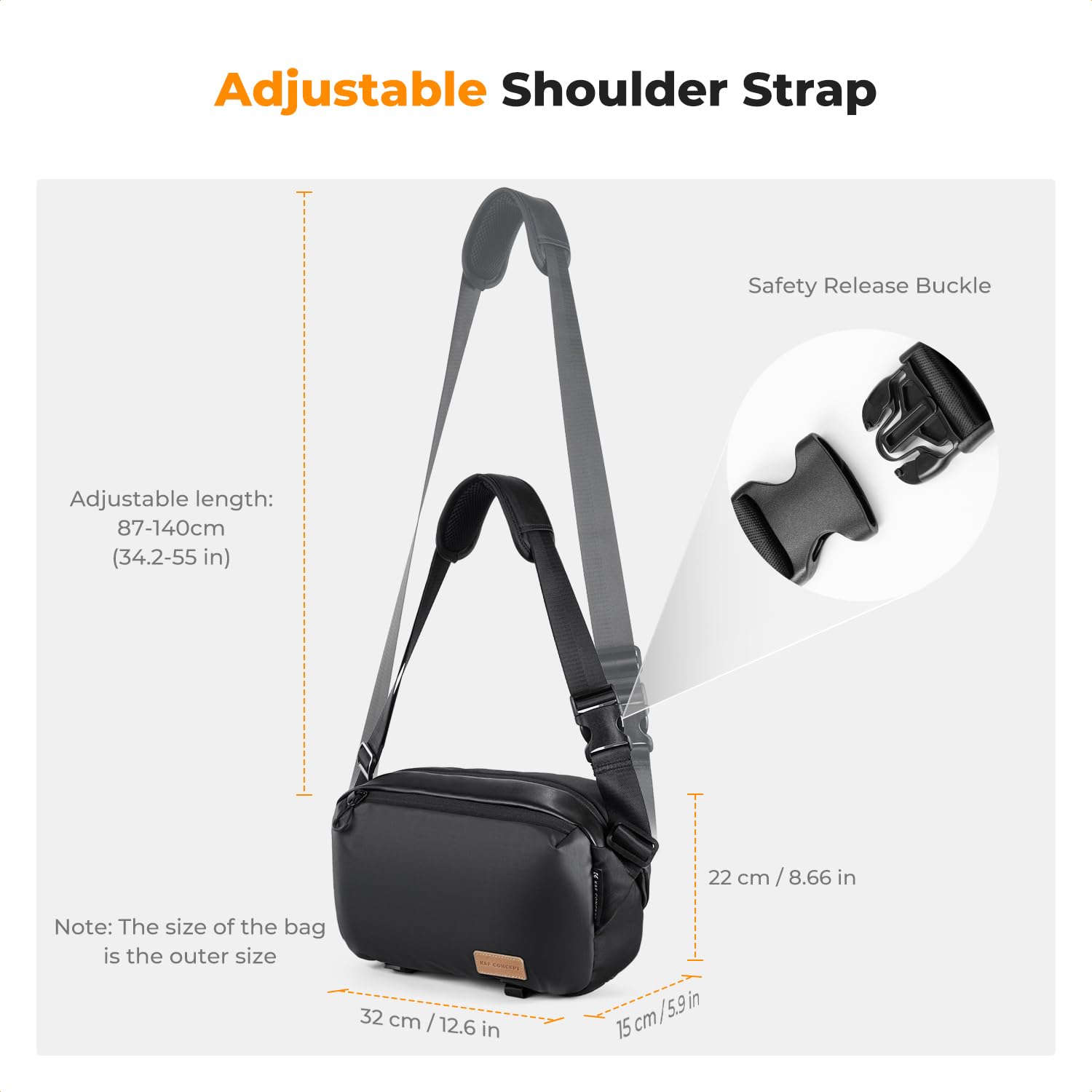 K&F Concept Camera Sling Bag, Camera Bag for DSLR and Lenses, Single Shoulder Camera Case Crossbody Bag with Tripod Holder for SLR Canon Sony Nikon Drone