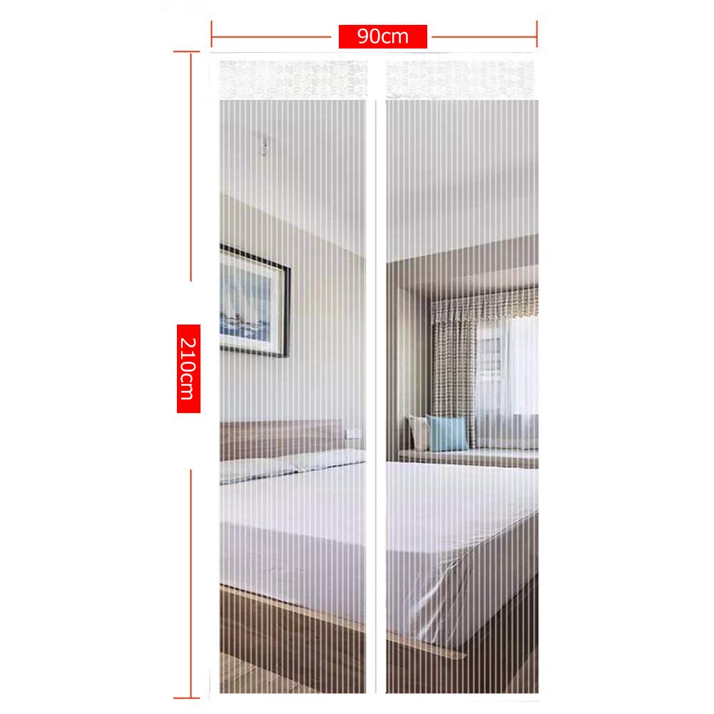 EXTSUD Magnetic Fly Screen Door Keep Insects Out Mosquito Door Screen Easy to Install without Drilling Top-to-Bottom Seal Automatically for Balcony Sliding Living Room Children's Room, 90x210 cm