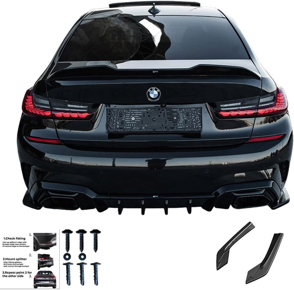 Oneway Rear Side Diffusors compatible with BMW 3-Series G20/G21 M-Pack 2018-2022 - Gloss black