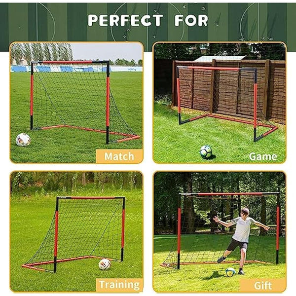 KAIHAOWIN Steel Goal Post - 3'x2.5'|6'x4'|8'x6'|10'x6.6' All Weather Football Net - Quick Assembly, Durable Training Goal for Kids/Adult - Garden/Indoor Outdoor