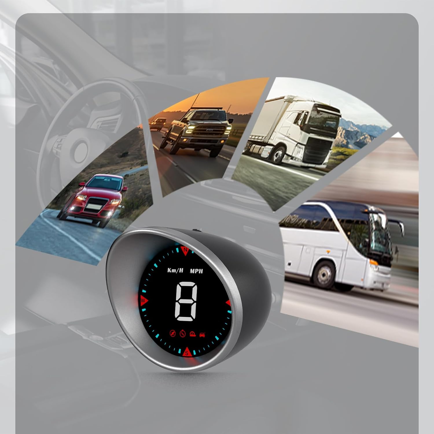 AMHVMU G5 head up display auto,Car GPS Speedometer,HUD,Speed Display,Compass,Speed Warning,Km/h,MPH,Large Font,White Font,USB Connection,Plug and Play,Suitable for All Vehicles