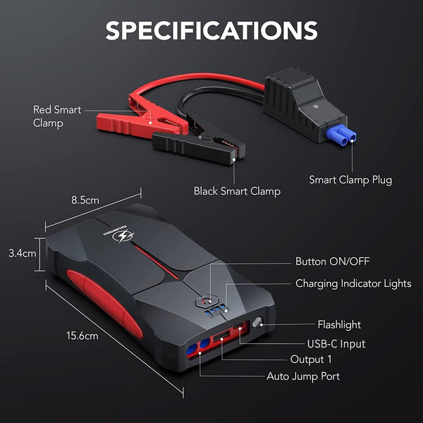 Car Jump Starter, FLYLINKTECH 4000A Peak 12V Portable Car Battery Jump Starter Booster (up to 9.0L Gas Or 8.5L Diesel Engine), Power Bank with LED Flashlight, IP67