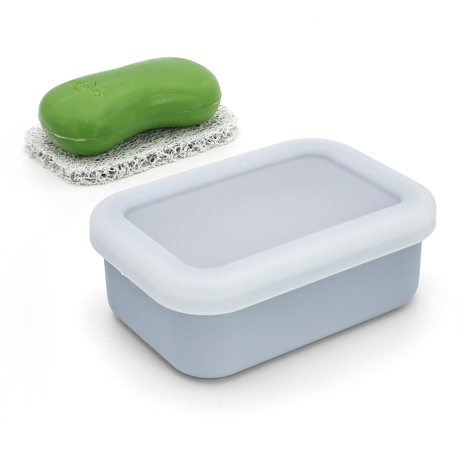 OZNER Enhanced Leak-Proof Soap Container, Silicone Case with Drainage Pad, Compact Soap Dish, Shatterproof Soap Box for Travel, Camping, Gym, Dorm,