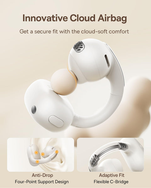 Baseus Bowie MC1 Open-Ear Headphones – Lightweight Bluetooth Air Clip with 40H Battery Life & Bass Ai HiFi Sound Quality & Bluetooth 5.4, (5.2g) with IP57 for Sports & Travel - White