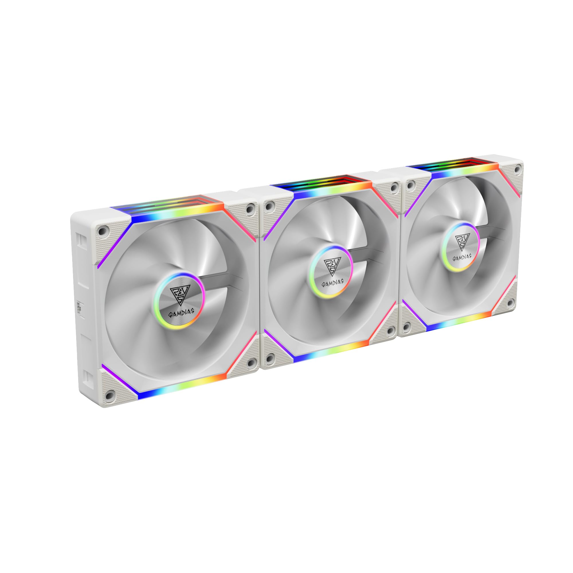 GAMDIAS 120mm ARGB PC Case Fans, Computer Case Fan, Cabless Daisy Chain Connection, Dual Infinity Mirror Lighting, Swappable Fan Blade for Reverse Airflow, Performance 30mm Thick, With Control Box