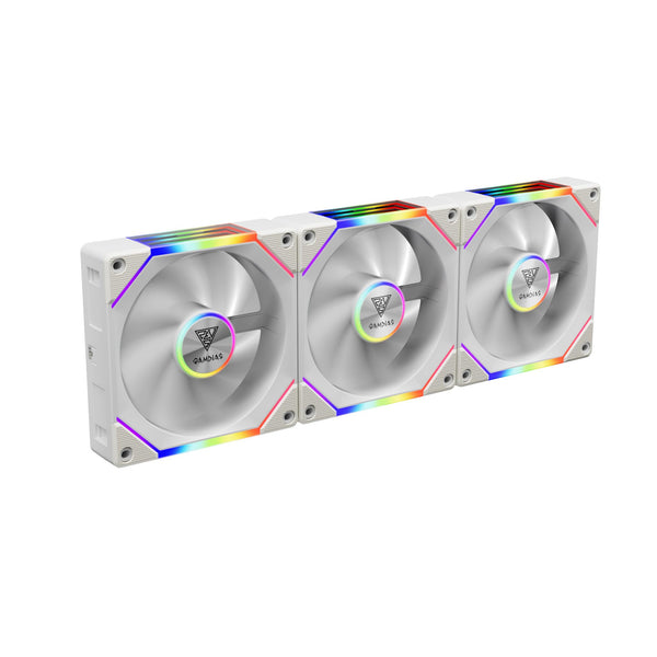 GAMDIAS 120mm ARGB PC Case Fans, Computer Case Fan, Cabless Daisy Chain Connection, Dual Infinity Mirror Lighting, Swappable Fan Blade for Reverse Airflow, Performance 30mm Thick, With Control Box