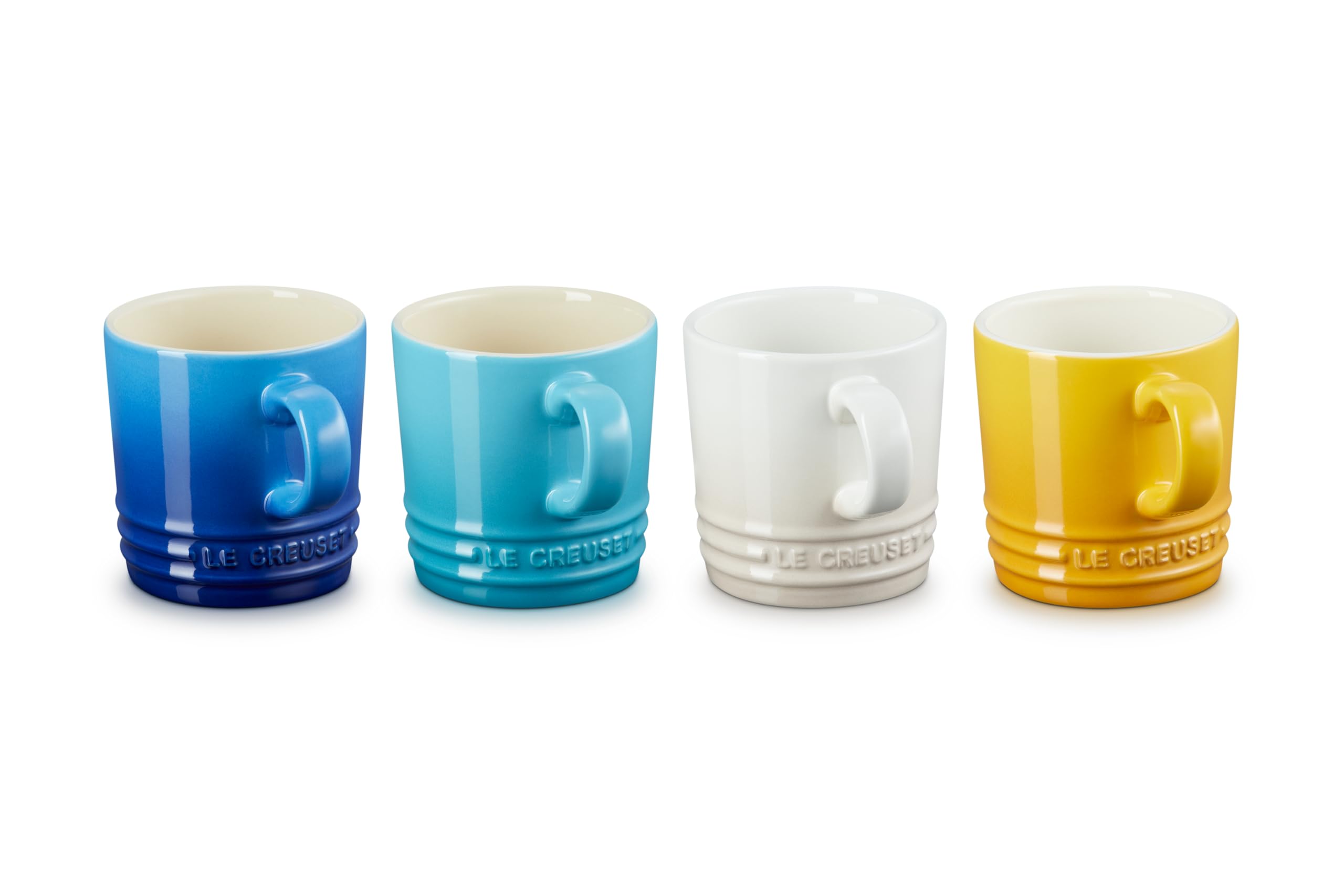 Le Creuset Stoneware Rainbow Coffee Mugs, 350 ml, Cerise, Volcanic, Teal, Ultra Violet, Soleil, Palm, 79114358359030
