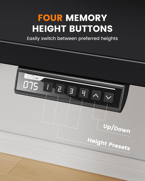 ErGear Electric Standing Desk-160 x 80 cm-100kg Load Capacity Height Adjustable Desk with Advanced Brushless Motor, Quiet Operation, Sturdy Metal Frame,Four-part Tabletop