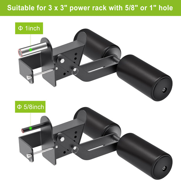 Kipika Leg Extension Attachment for 3" x 3" Power Rack with 5/8" or 1" Hole - Adjustable Leg Hold Down Attachment with Foam Rollers - Ideal for