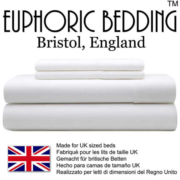 Euphoric Gifts WHITE 100% Pure Cotton (Egyptian Cotton) DOUBLE Duvet Cover Bed Set - includes duvet cover, fitted sheet & pillowcases