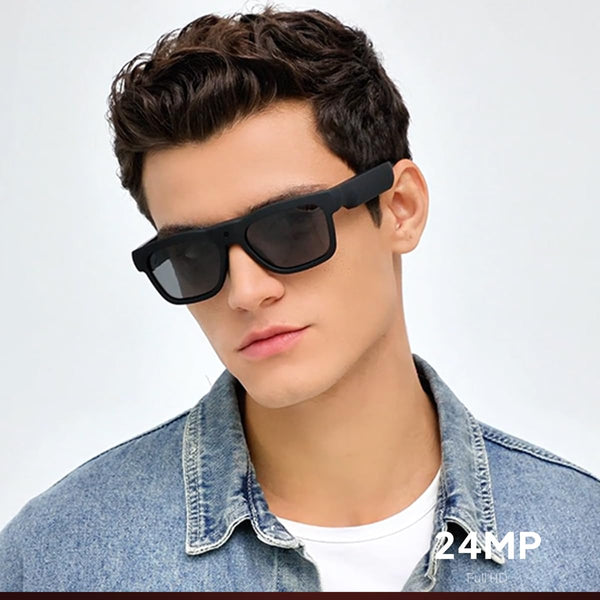 OhO Smart Glasses,128G Camera & Bluetooth Sunglasses with Open Ear Speaker Headset Headphone, Indoor&Outdoor Sports,Polarized UV Protection,For Men Women