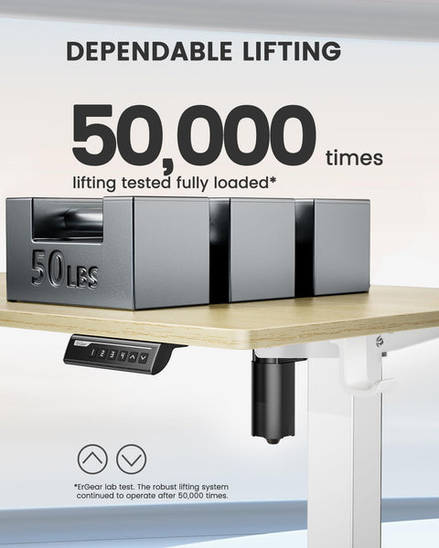 ErGear Electric Standing Desk Height Adjustable 120 x 60cm, Sit Stand Desk with 4 Memory Smart Pannel for Home Office with Splice Board