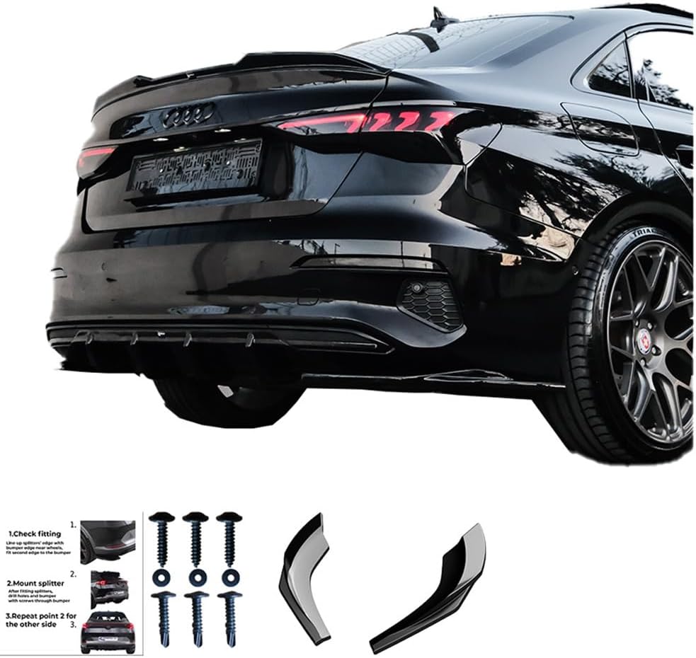 Oneway Rear Side Diffusors compatible with Audi A3 (8Y) Sedan 2020-2024 excl. S-Line/S3/RS3 - Gloss black