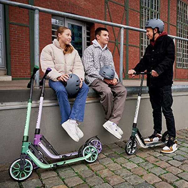 HUDORA BigWheel 205 Advanced Scooter - Comfortable aluminium scooter for up to 100kg - Height-adjustable & foldable kick scooter - Kick scooter for children/teenagers & adults