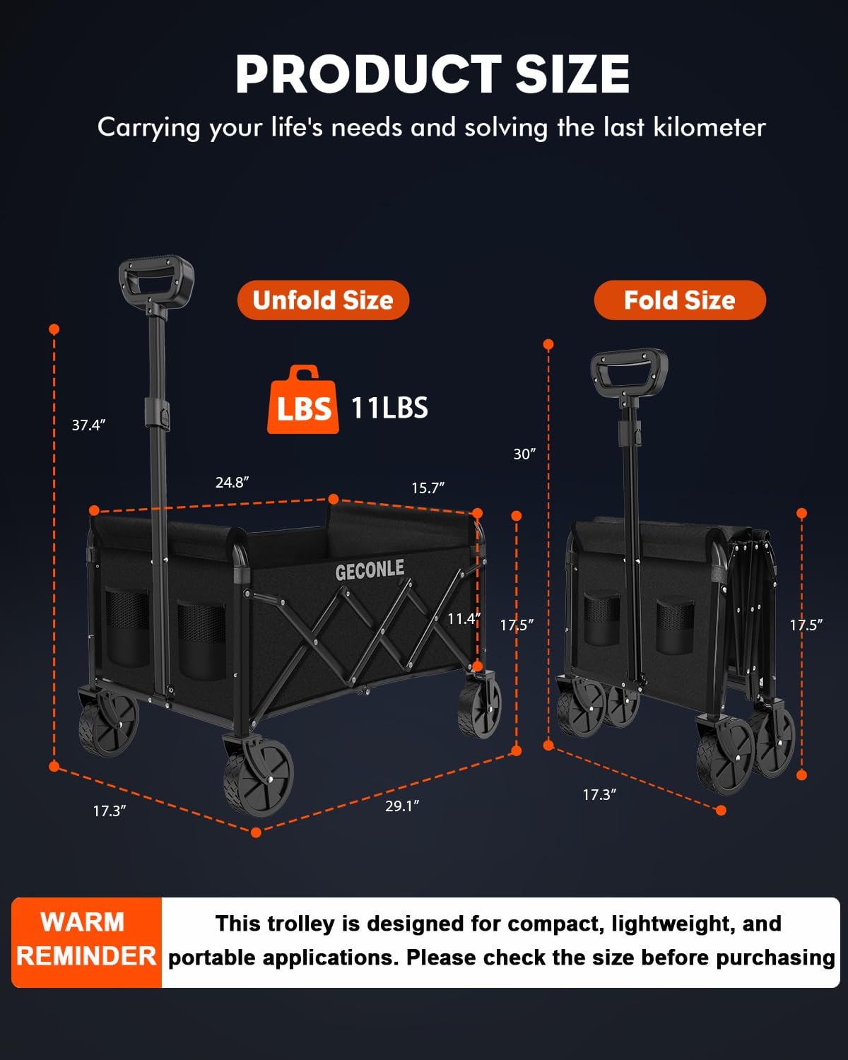 Festival Trolley Folding Trolley Cart with Wheels - Collapsible Foldable Shopping Wagons Carts with Drink Holders for Grocery Outdoor Sports Garden