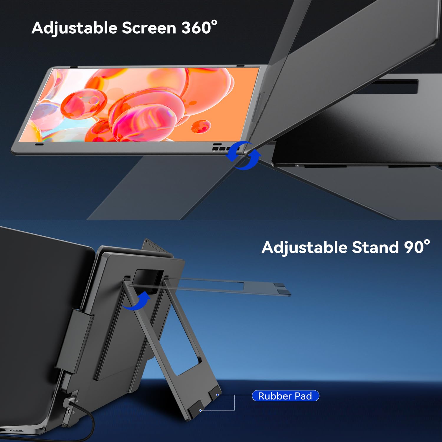KPKUE Laptop Screen Extender, 14" 1080P FHD IPS Dual Portable Monitor for Laptop, Compatible with 11.6" -15.6" Laptops (Mac Windows Chrome)