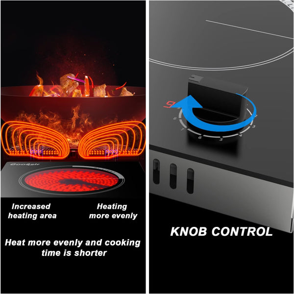 Cooksir Electric Hob 60cm, Ceramic Hob 4 Ring 6700W, Electric Hob 4 Zone with Expandable Dual and Oval Zone, Built-in Hob with Frame, Timer, Safety Lock, 220-240V(No Plug)