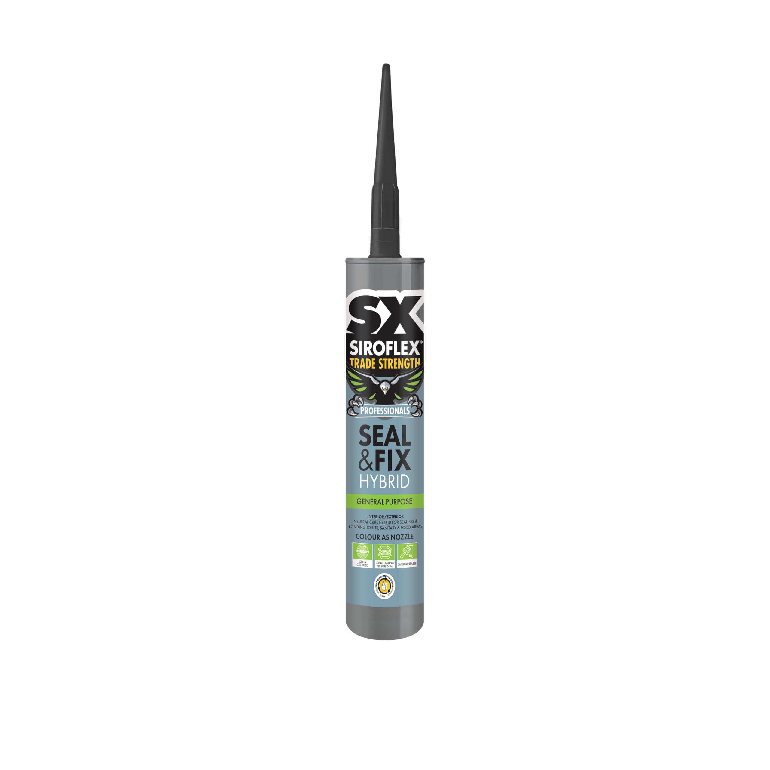 SX Trade Strength Black Seal and Fix - Universal Adhesive and Sealant - Hybrid Technology - Interior and Exterior - Water & Weather Resistant - Food Safe - 290ml