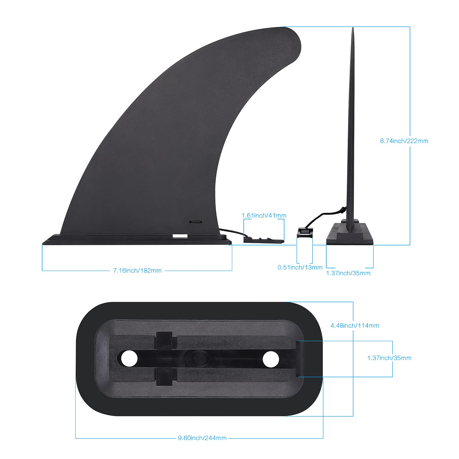 Zocipro Removable Universal SUP Fin, Nylon Safe Reinforced Surfboard Fins, Paddle Board Fins as SUP Fin Replacement Canoe Accessories for Longboard Surfboard, Inflatable Paddle Board, Foam Surfboard