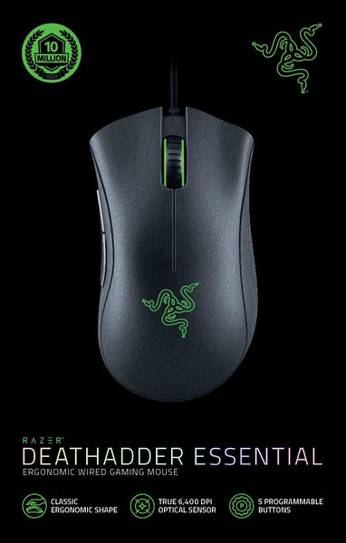Razer DeathAdder Essential (2021) - Wired Gaming Mouse (Optical Sensor, 6400 DPI, 5 Programmable Buttons, Ergonomic Form Factor) Black