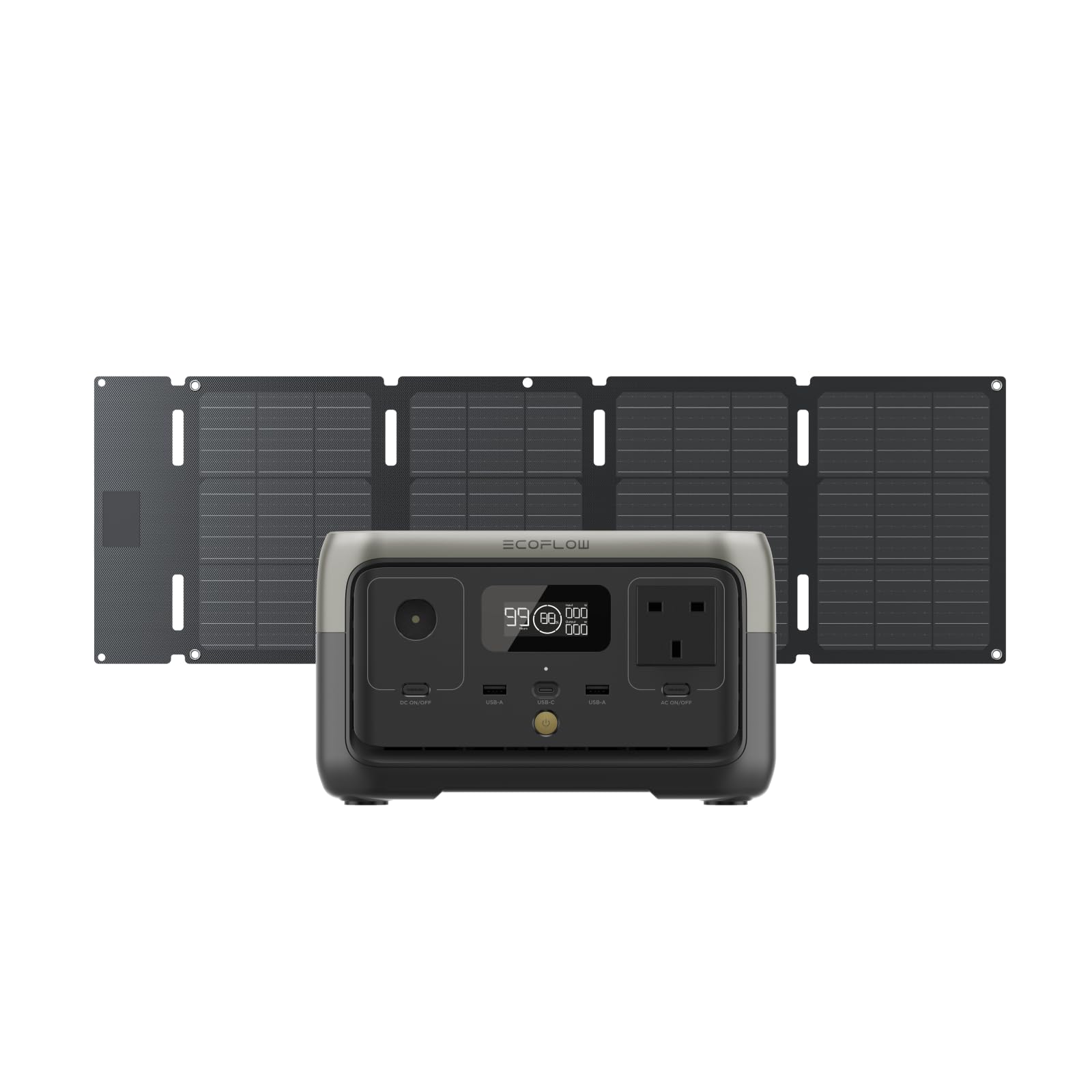 EF ECOFLOW RIVER 2 256Wh Portable Power Station with XT60 Cable, Solar Generator with LiFeP04, up to 600 W Power, Quick Charge in 1 Hour, Balcony Power for Camping/Emergency Power/Motorhomes/Home