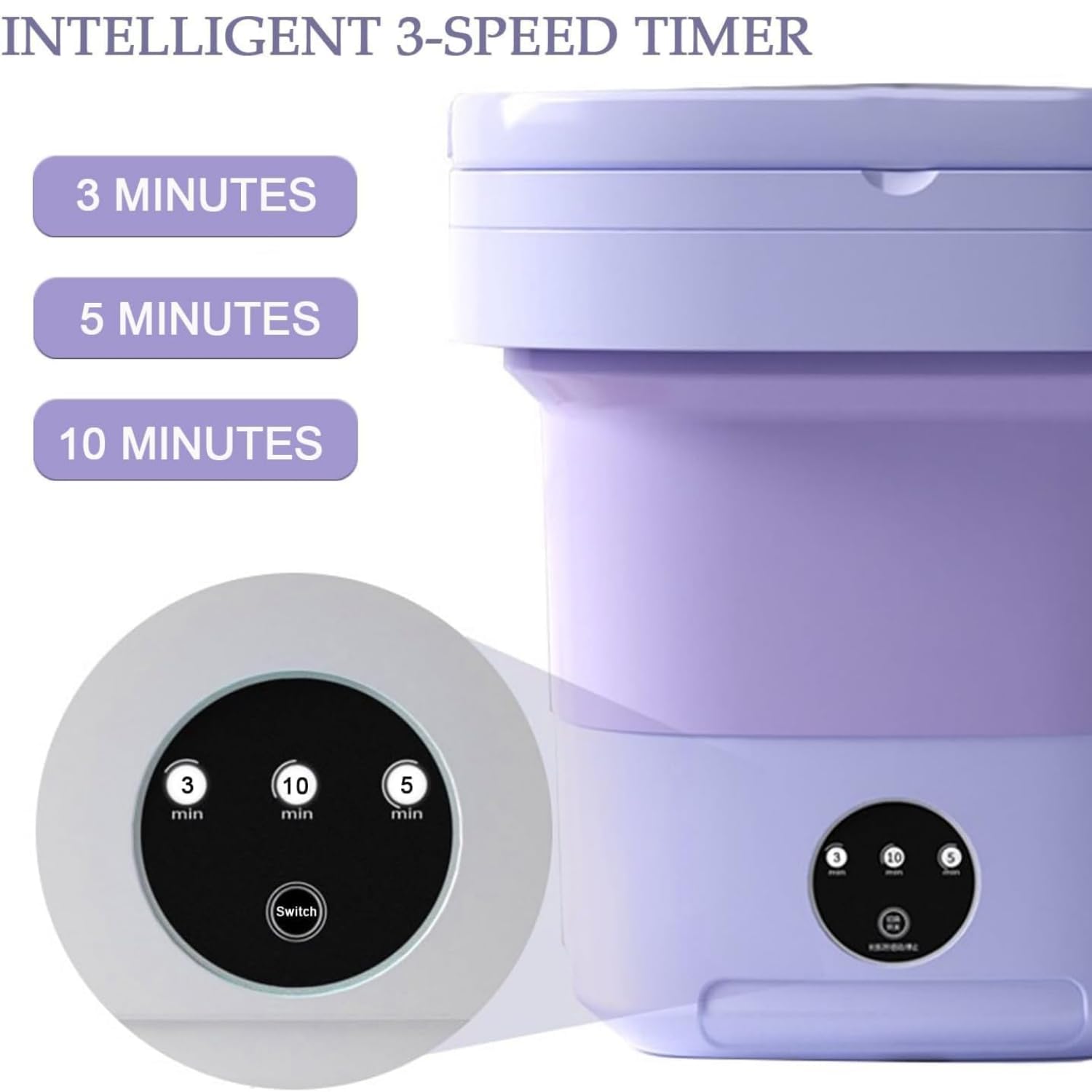 Portable Washing Machine, 11L Foldable Washer & Spin Dryer with Laundry Bag & Drying Net & Microfiber Cloths, Laundry Machine with 3 Cleaning Modes for Baby Clothes and Underwear (Blue)