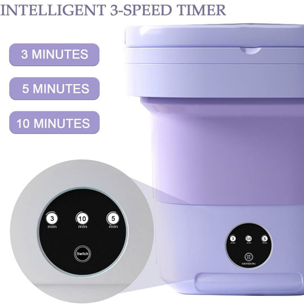 Portable Washing Machine, 11L Foldable Washer & Spin Dryer with Laundry Bag & Drying Net & Microfiber Cloths, Laundry Machine with 3 Cleaning Modes for Baby Clothes and Underwear (Blue)