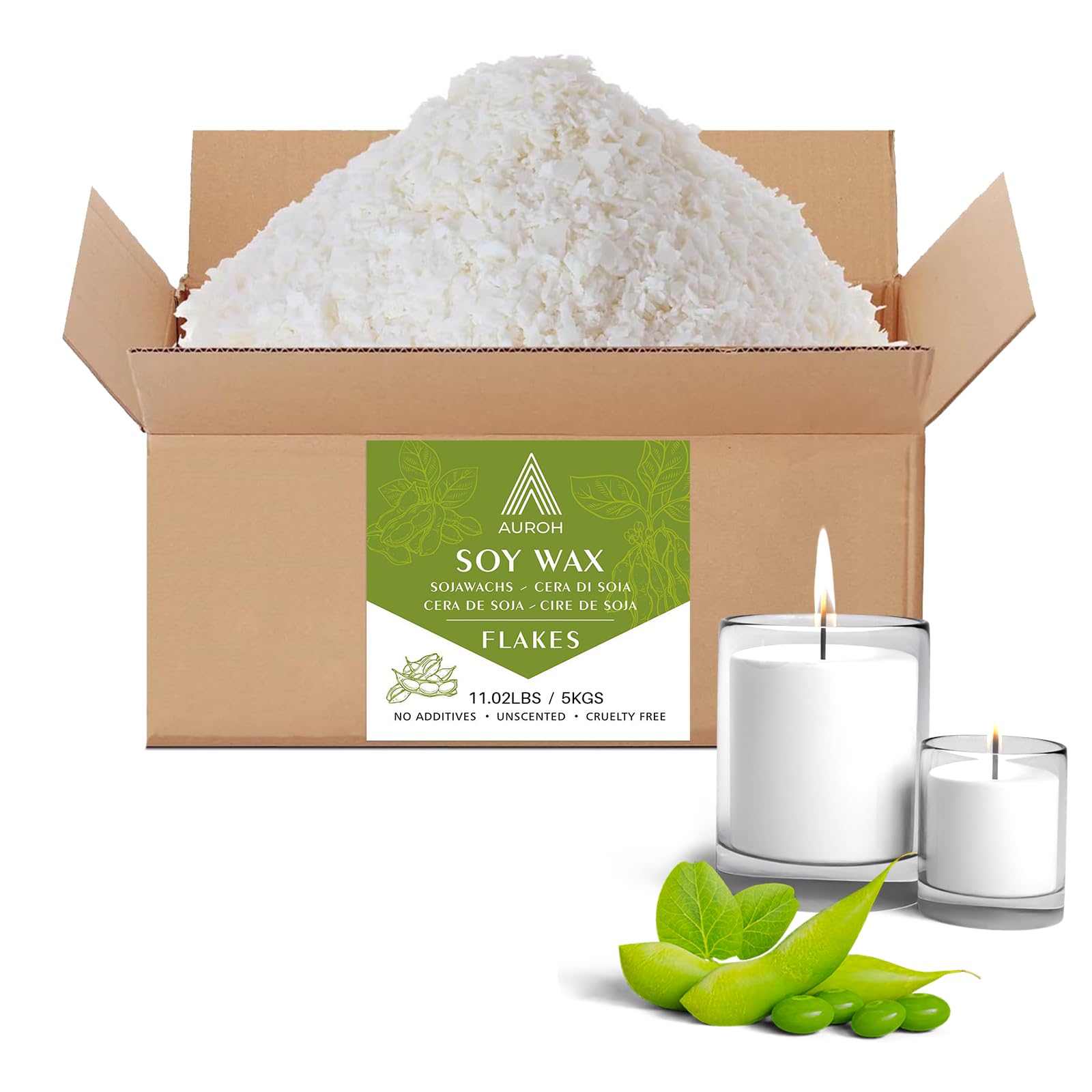 100% Pure Soy Wax 5KG Natural SOYA Container Wax Flakes for Candle Making, Wax Melts  Biodegradable, eco-Friendly Wax