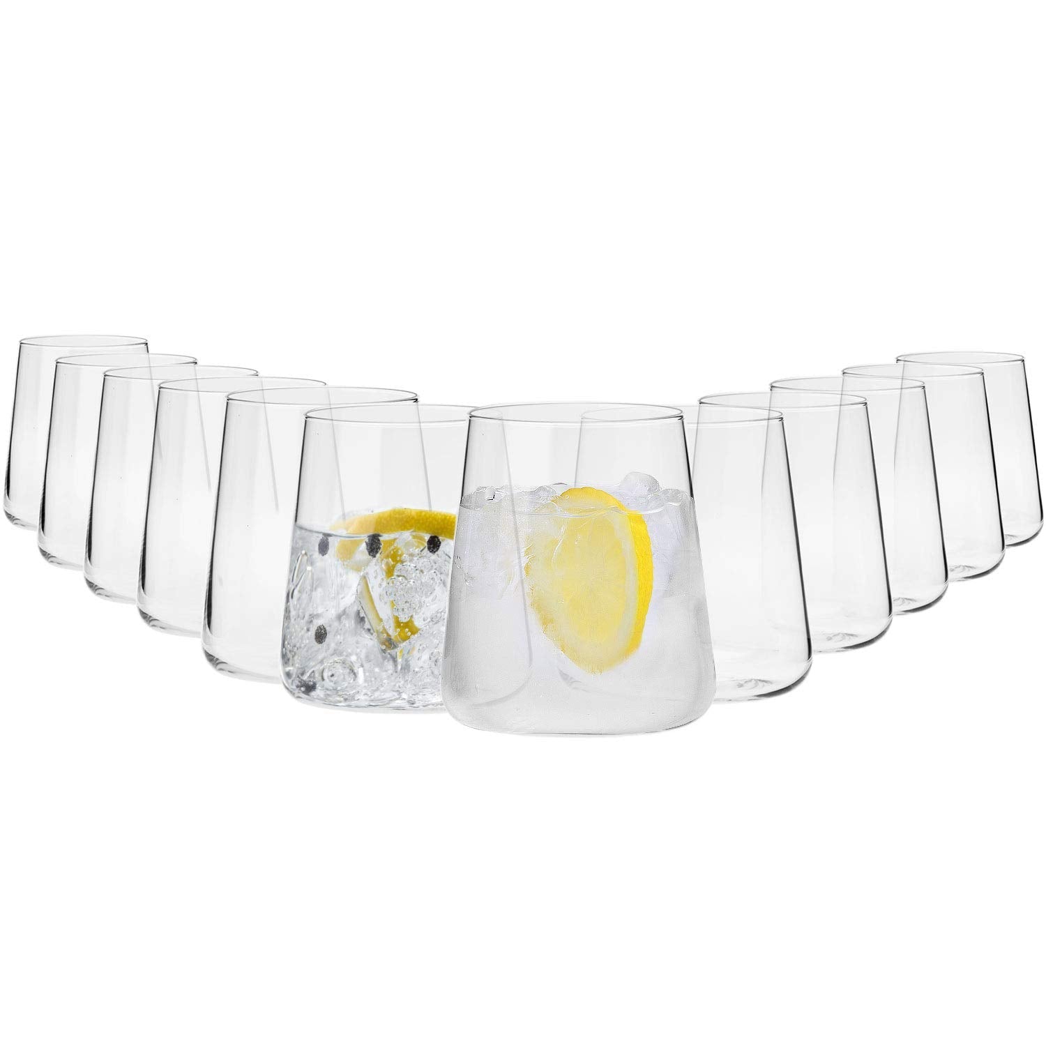 Krosno Water Juice Gin Tumbler Drinking Glasses | Set of 12 | 430 ML | Avant-Garde Collection | Durable Glass | Perfect for Home, Restaurants and