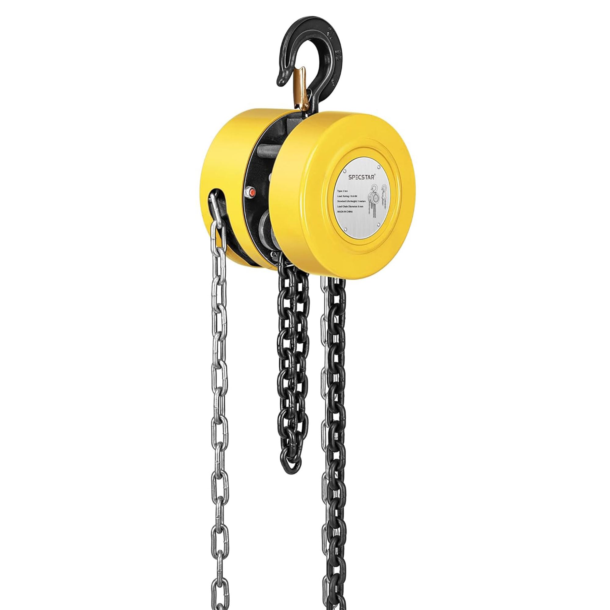 SPECSTAR Hand Chain Hoist 1250kg Capacity 3m with 2 Heavy Duty Hooks Manual Chain Fall for Warehouse Building Automotive Machinery