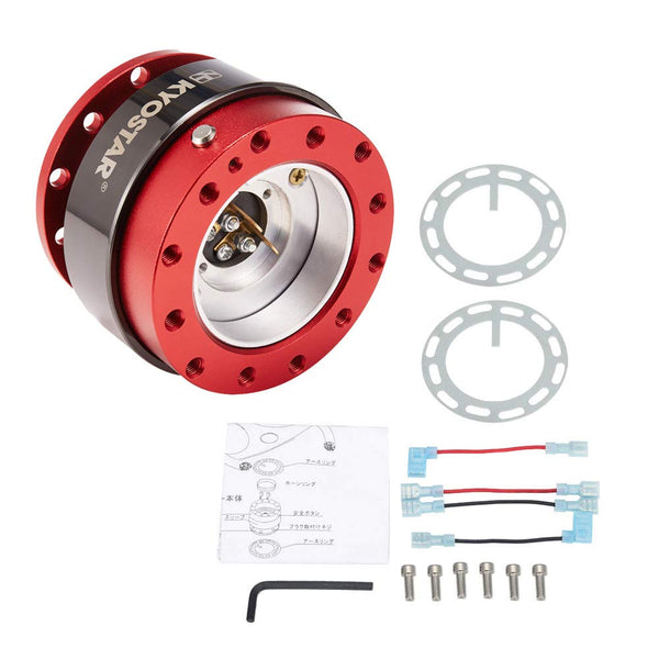 Kyostar Titanuim Steering Wheel Quick Release Aluminum Hub Adapter Boos Kit (Red)