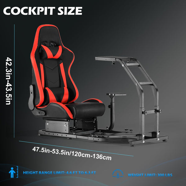 Anman Racing Simulator Cockpit Height Adjustable Racing Frame Driving Wheel Stand Compatible with Logitech G25, G27, G29, G920 Gaming Cockpit G25/G27/G29/G920 Without Wheel Shifter and Pedals