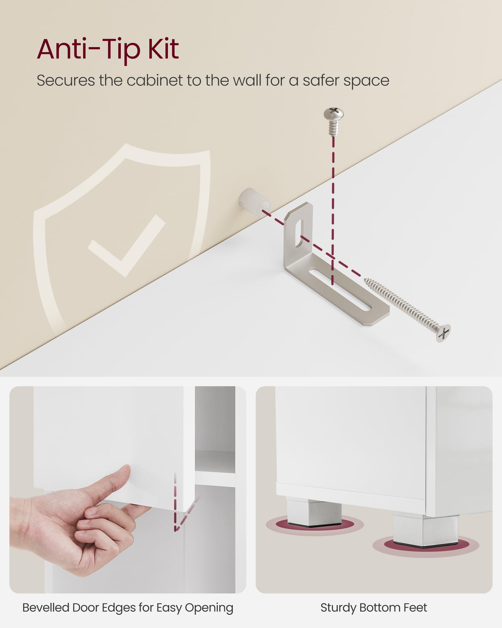 VASAGLE Tall Bathroom Cabinet, Slim Storage Cabinet, Narrow Cupboard, Bathroom Storage Unit, with a Drawer, Adjustable Shelves, 30 x 30 x 170 cm, White BBC560P31